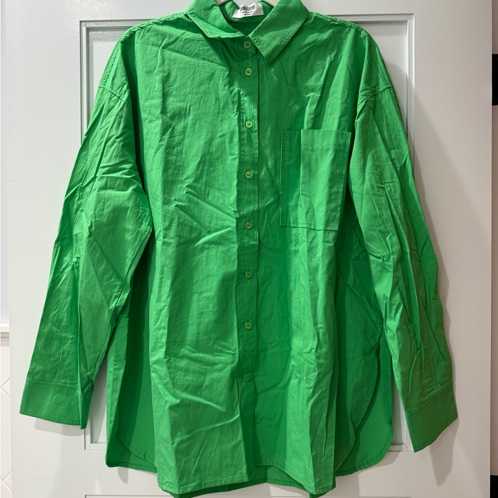 Double Zero Vibrant Green Button-Up Shirt